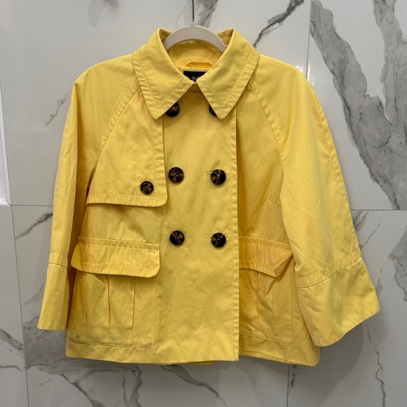 Vibrant Yellow Double Breasted Pea Coat 3/4 Sleeve - Picture 2 of 7